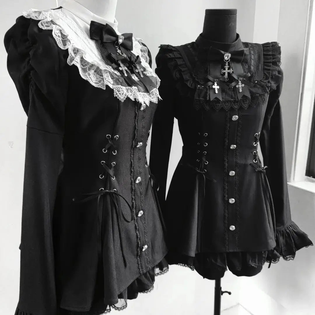 Y2k Aesthetic Lolita Style Bow Dress Shorts Set
