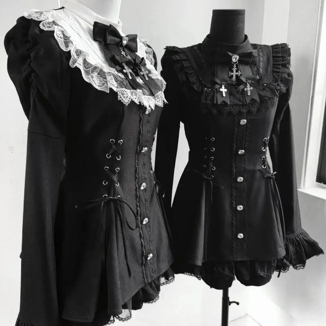 Y2k Aesthetic Lolita Style Bow Dress Shorts Set