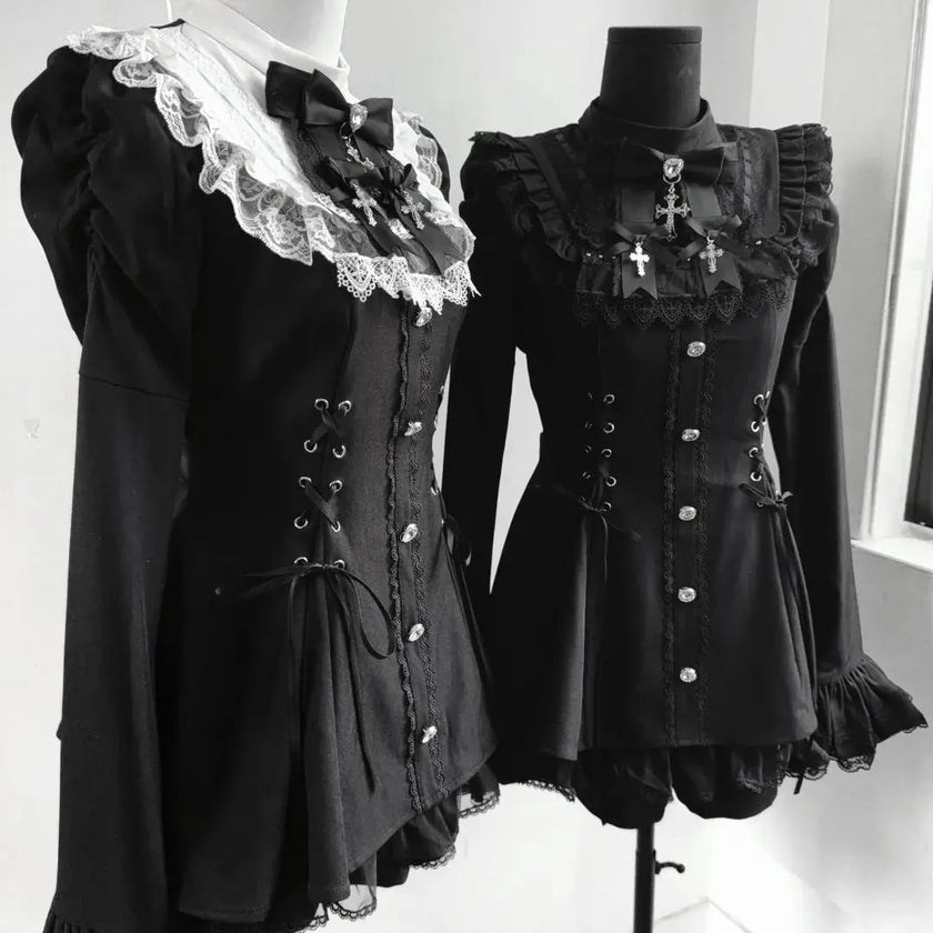 Y2k Aesthetic Lolita Style Bow Dress Shorts Set