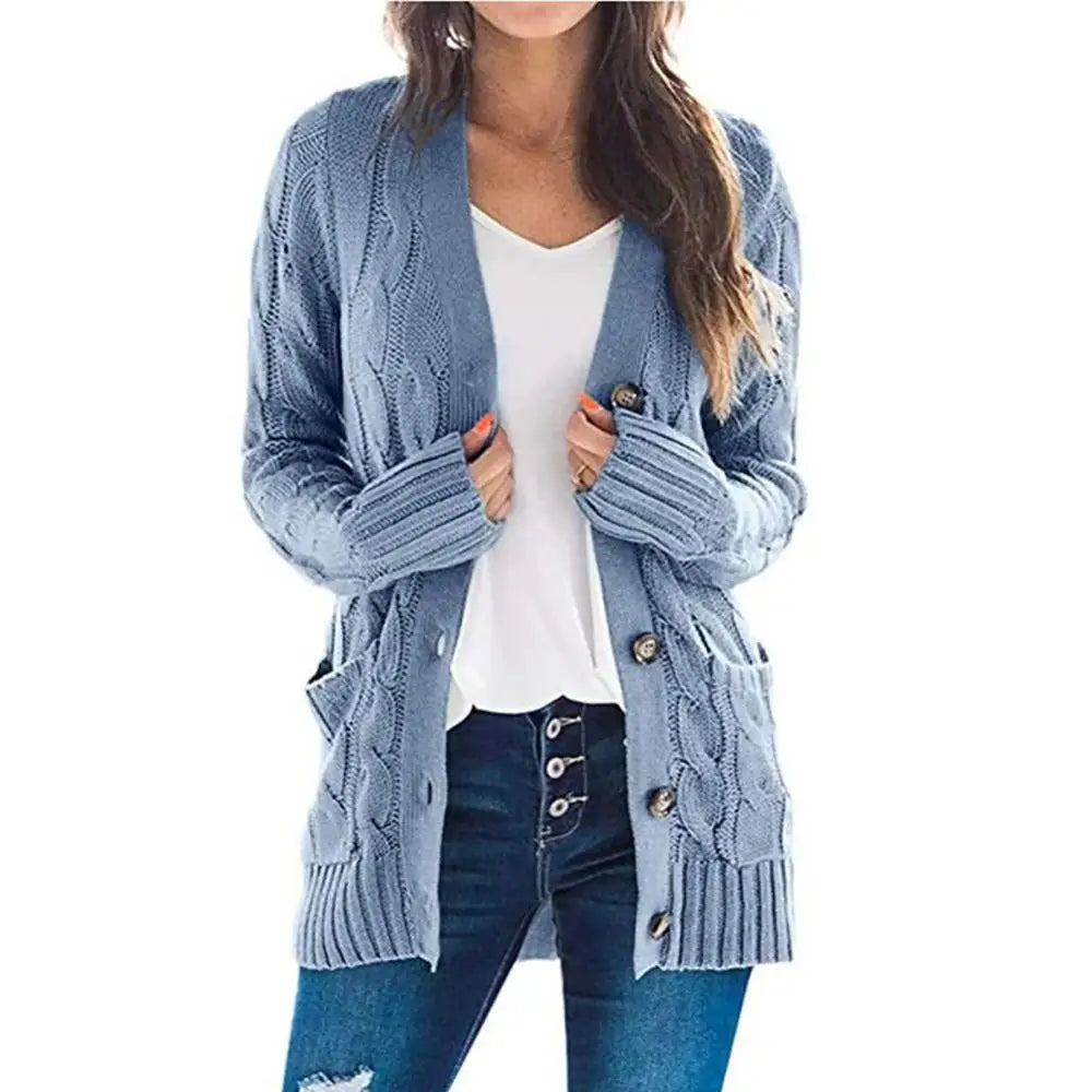 Women Button Cardigan Sweaters Knitted Long