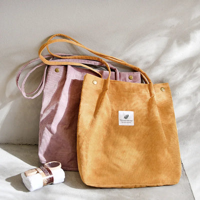 Women Big Shopping Bag Corduroy Shoulder Bag - IM PERKY Boutique