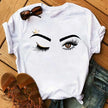 Kawaii Fashion Graphic Women Tops Eyelashes