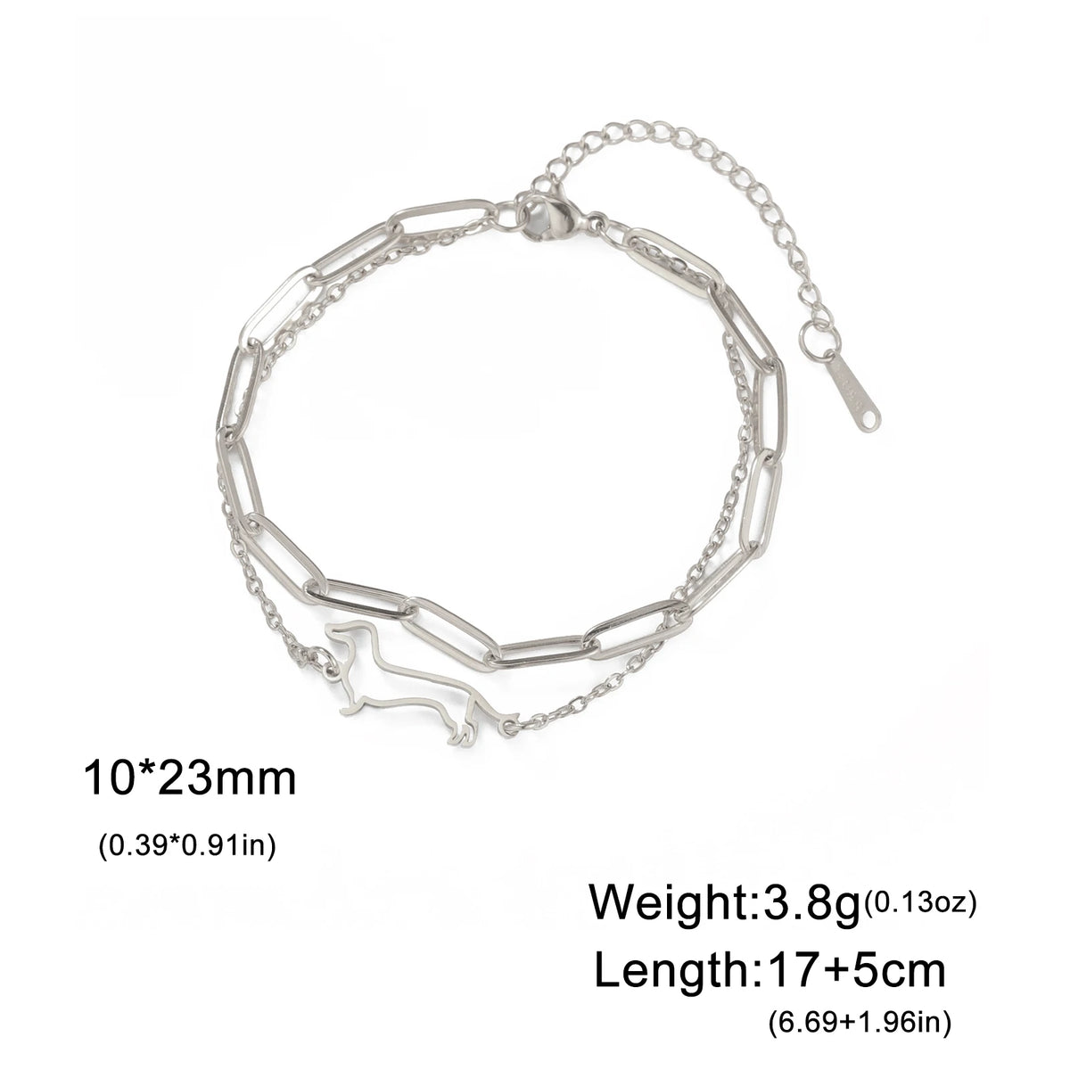 Cute Dachshund Dog Stainless Steel Bracelet