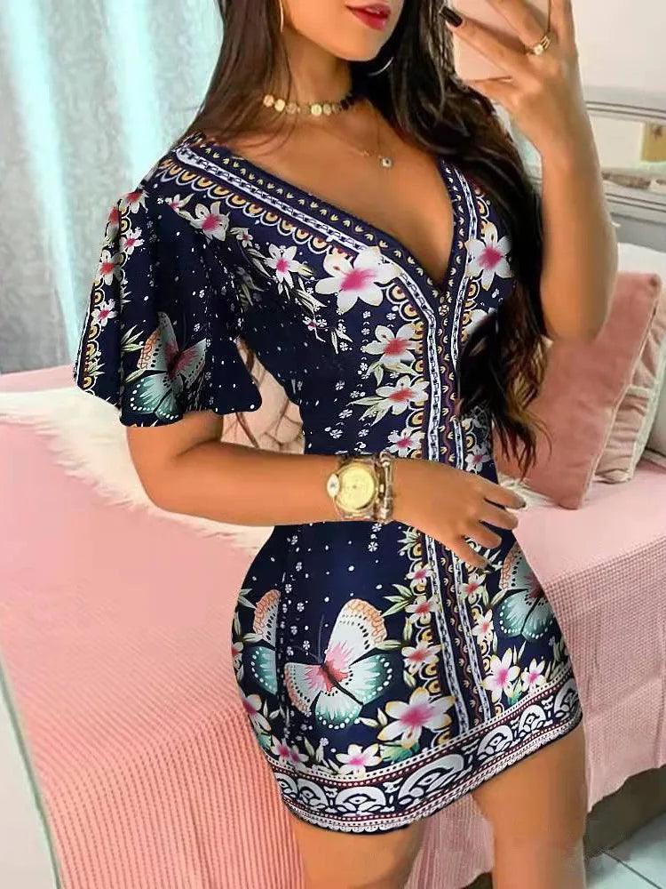 Floral Bodycon Mini Dress - IM PERKY Boutique