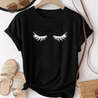 Kawaii Fashion Graphic Women Tops Eyelashes