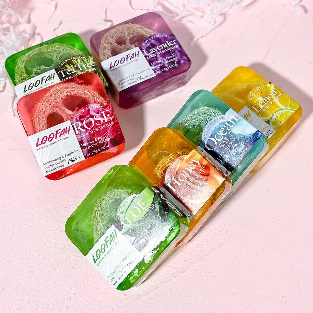 New design 100g Kojic Acid Soap with Loofah Lemon Loofah Soap Handmade Essential Oil Soap Lavender Soap Rose Soap Turmeric Soap - IM PERKY Boutique