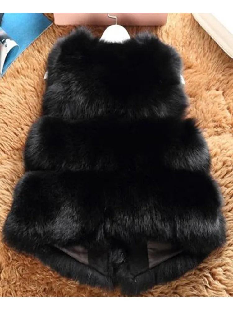 ZADORIN 3XL Autumn Winter Thick Warm Faux Fox Fur Vest Women High Quality Fashion V-Neck Short Fur Coat Female Fur Waistcoat - Lady Vals Vanity