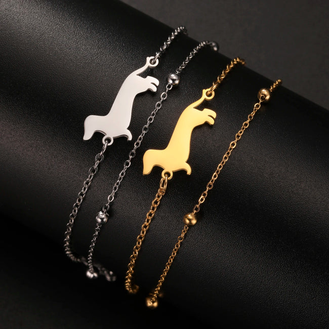 Cute Dachshund Dog Stainless Steel Bracelet