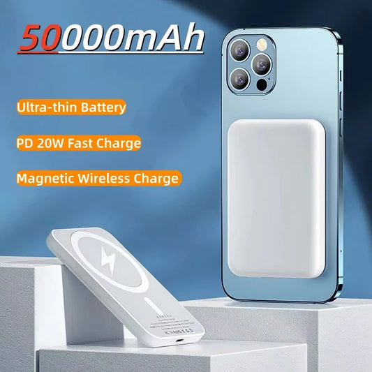 50000mAh Magnetic Power Bank Wireless PD 22.5W Fast Charger iPhone 17 16 15 14