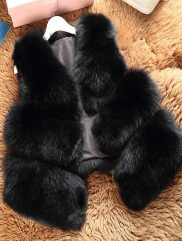 ZADORIN 3XL Autumn Winter Thick Warm Faux Fox Fur Vest Women High Quality Fashion V-Neck Short Fur Coat Female Fur Waistcoat - Lady Vals Vanity