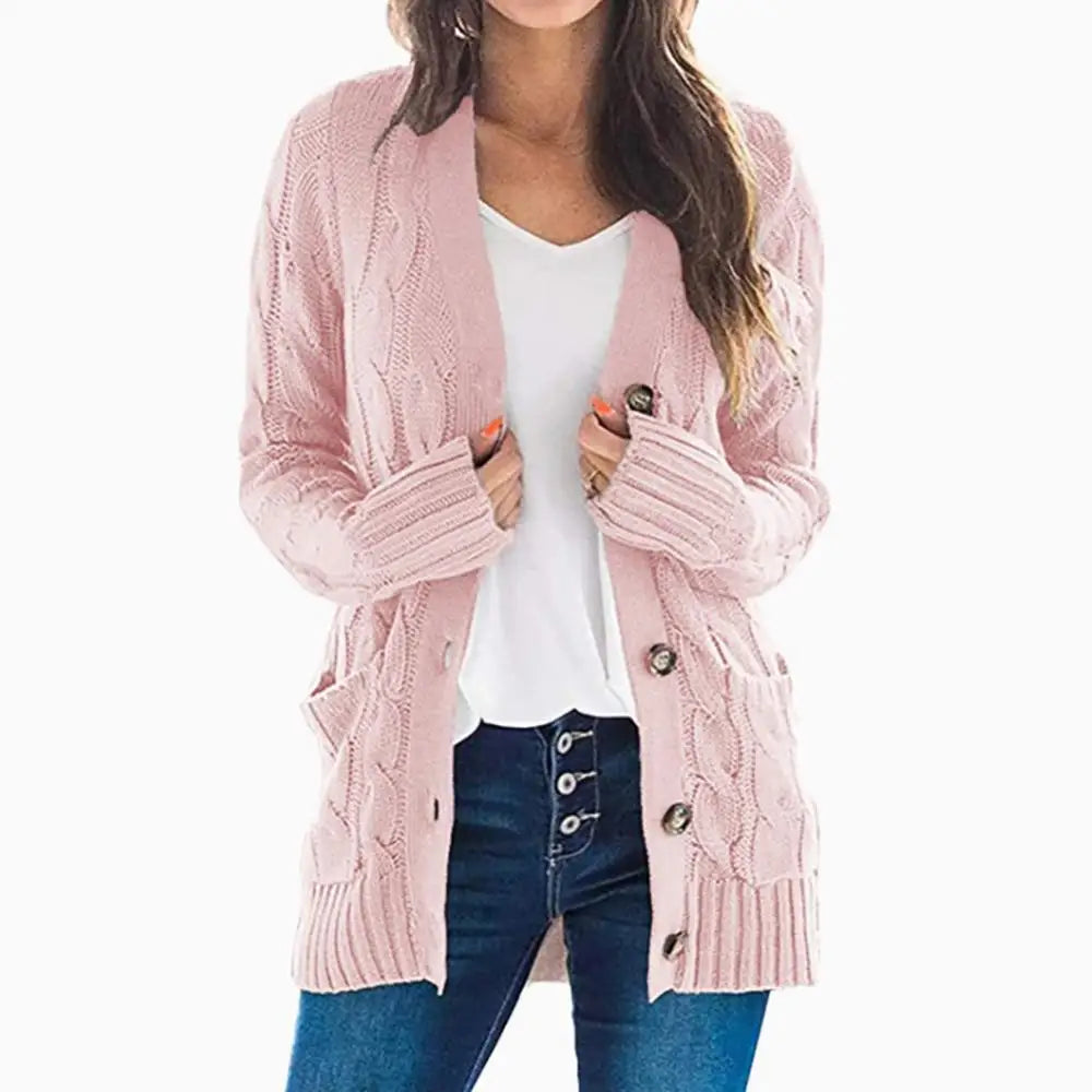 Women Button Cardigan Sweaters Knitted Long