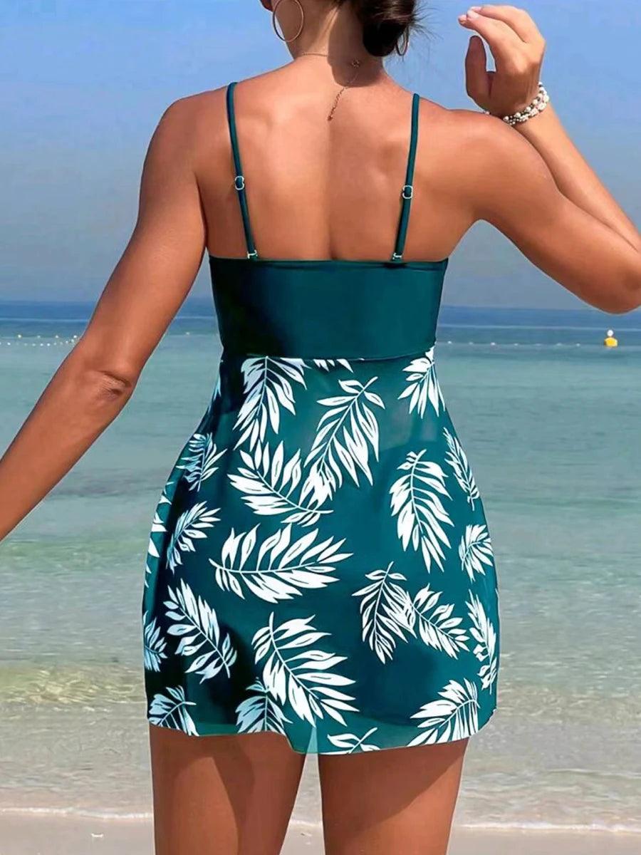 2024 Short Dress Tankini With Shorts Swimsuit Women Swimwear Female Padded Printed Bathing Swim Suit Swimming Beachwear Summer - IM PERKY Boutique