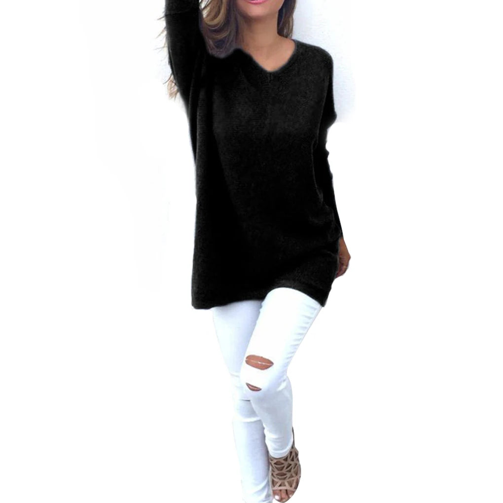 2023 New V-neck Sweater Polyester Breathable Long-sleeve Pullovers