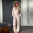 Warm Hooded Fur Splicing Ski Suit Women's