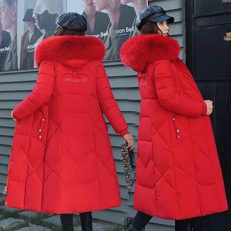 2022 New Snow Wear Coat Parkas Winter Jacket Women Hooded Fur Collar Parka Thick Warm Female Jackets Student Coats Women Clothes - Lady Vals Vanity