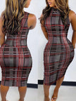 Elegant Women's Round Neck Bodycon Midi Dress
