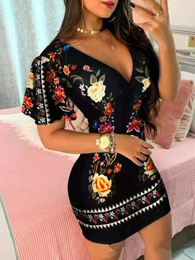 Floral Bodycon Mini Dress - IM PERKY Boutique