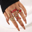 HNSP Vintage Long Snake Ring Set For Women Gothic Black Gold Silver Color Adjustable Finger Jewelry Accessories Female Gift