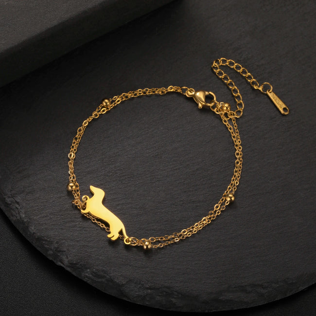 Cute Dachshund Dog Stainless Steel Bracelet