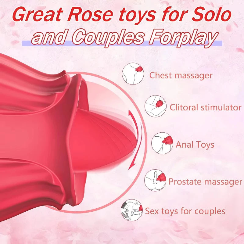 Rose Sex Toy Tongue Licking Clit Stimulation Nipple Vibration Massage