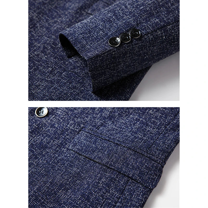 Minimalist men's V-neck blazer, Asian sizing, double-breasted