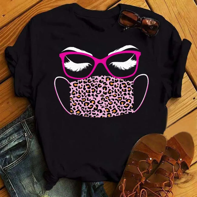 Kawaii Fashion Graphic Women Tops Eyelashes
