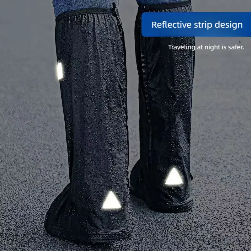 Rain Boot Black Waterproof with Reflector High Top Cover Men Women