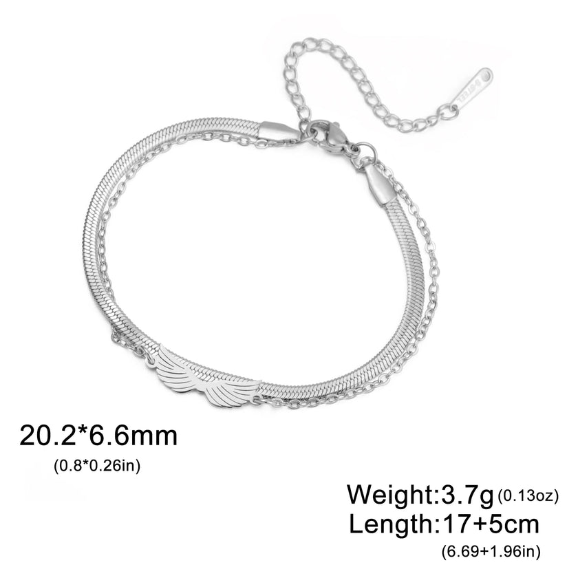 Lucktune Angel Wing Pendant Bracelet for Women Stainless Steel