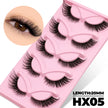 LASVIREY Fluffy Cat Eye Lashes Natural Mink displayed in a pink tray, showcasing their 20mm length and winged design.