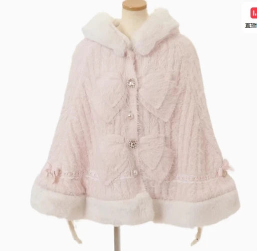 Japanese Liz Sweet Princess Faux Rabbit Fur Cape Coat