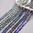 4x7mm 50pcs/lot Briolette Oval Glass Beads Plating Gold Color Crystal