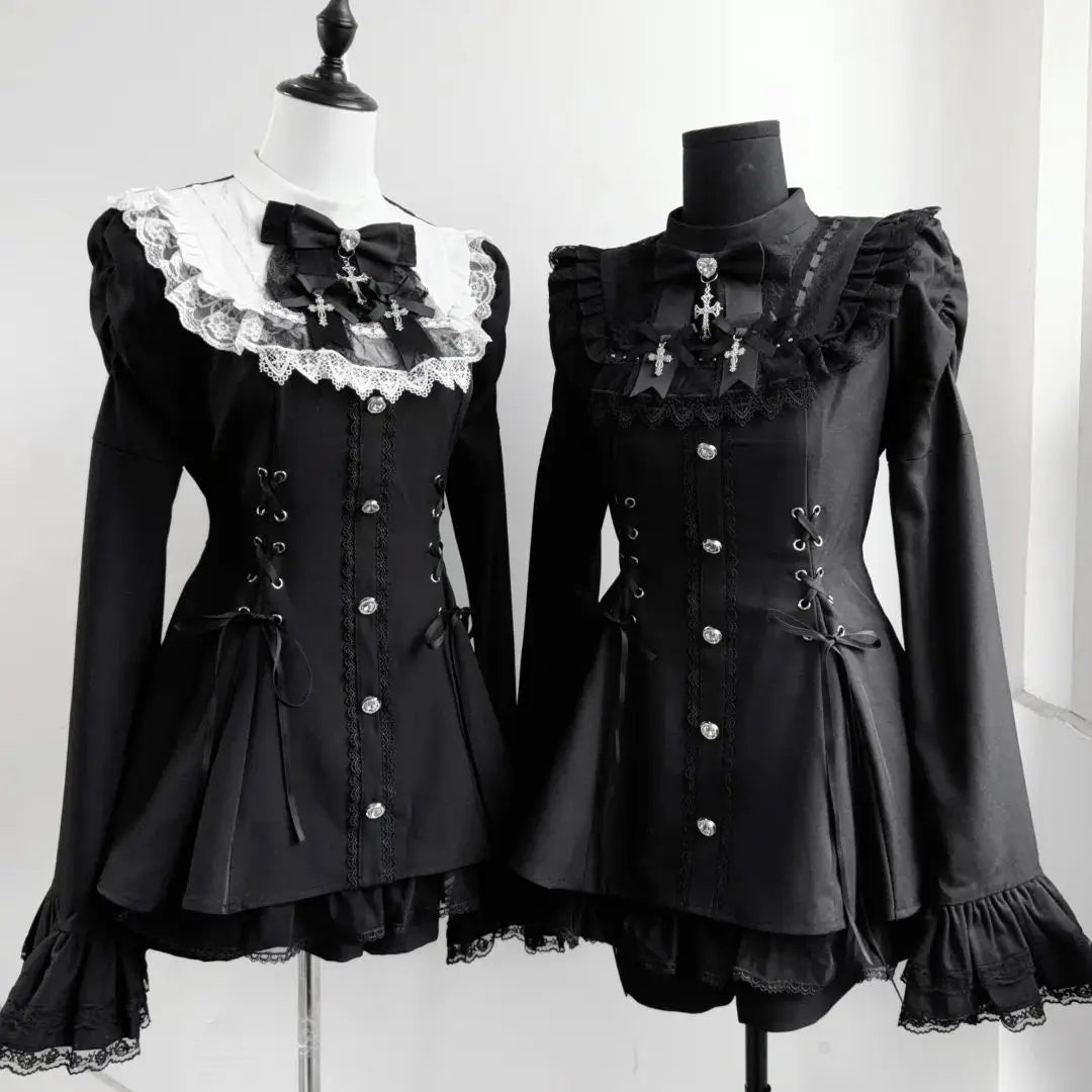 Y2k Aesthetic Lolita Style Bow Dress Shorts Set