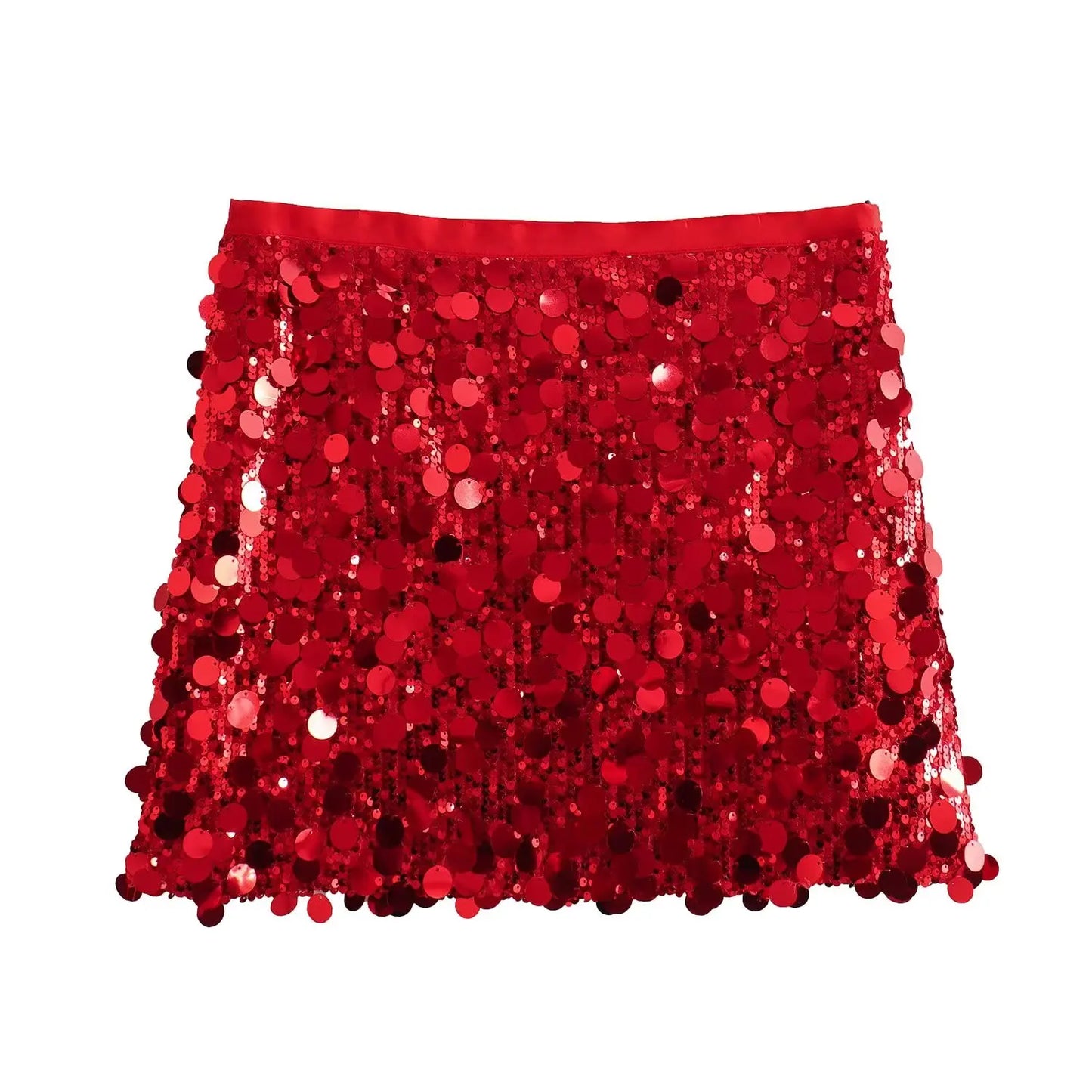  TFMLN New Women Fashion Sequined Mini Skirts Solid