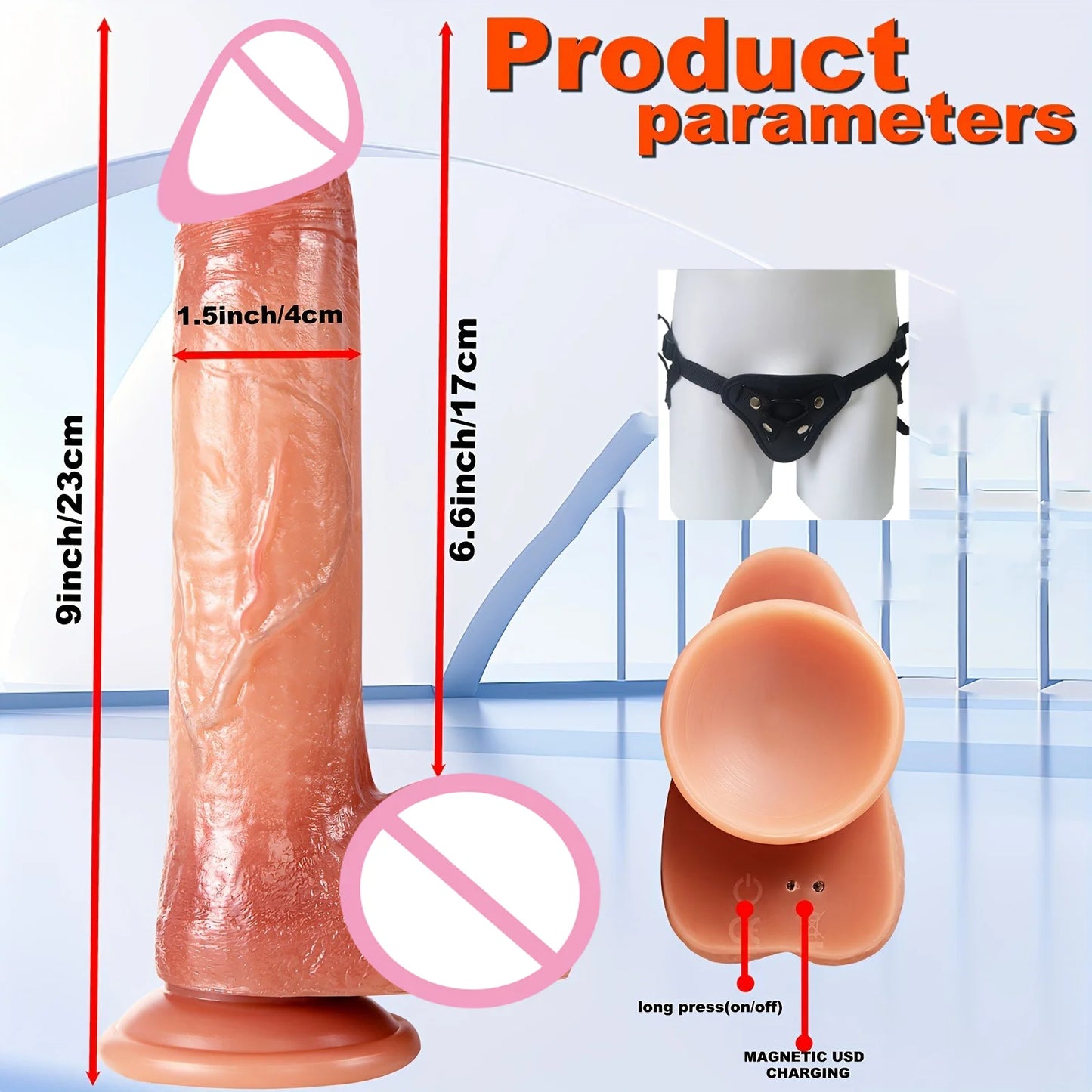 Realistic Vibrator Dildo Telescopic Female Vaginal Penetration