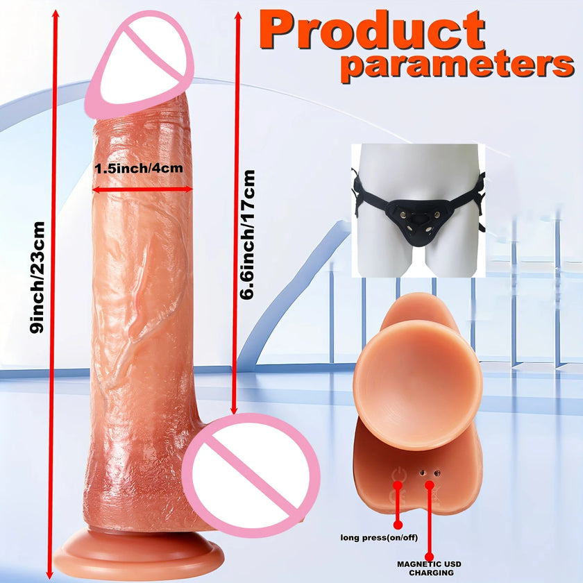 Realistic Vibrator Dildo Telescopic Female Vaginal Penetration