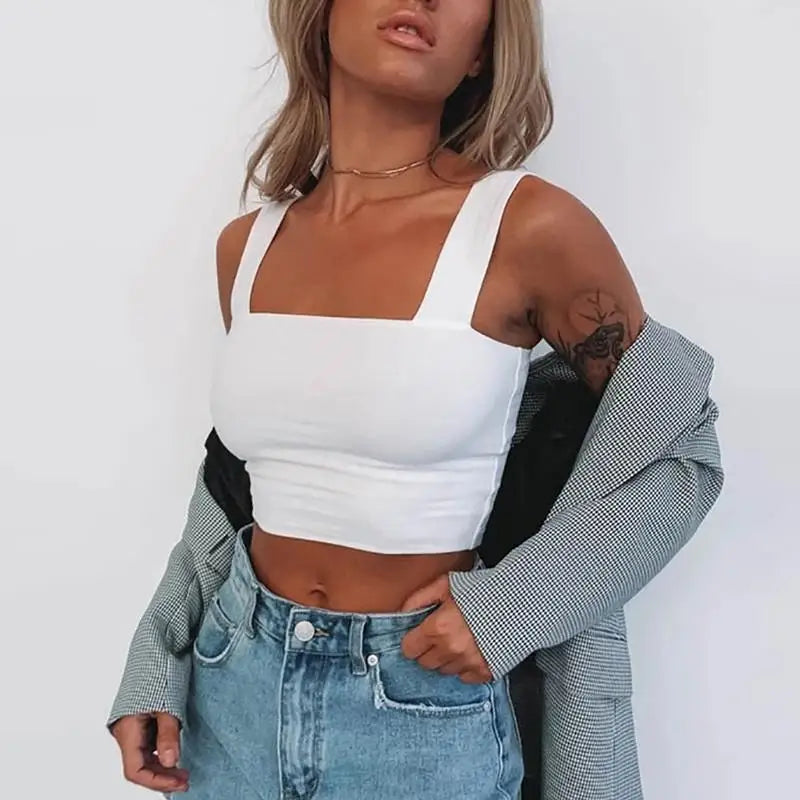 Square Neck Sleeveless Summer Crop Top