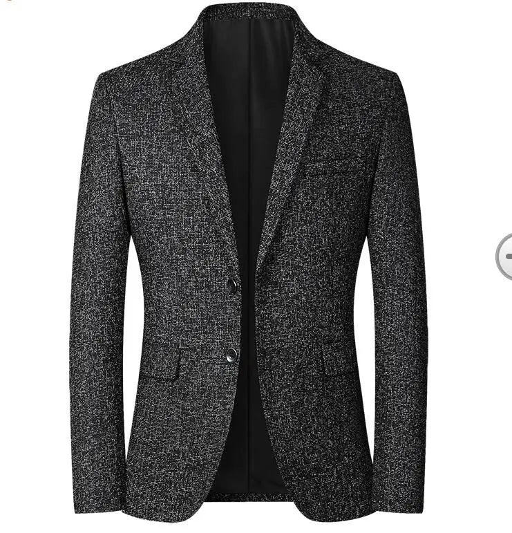 Minimalist men's V-neck blazer, Asian sizing, double-breasted