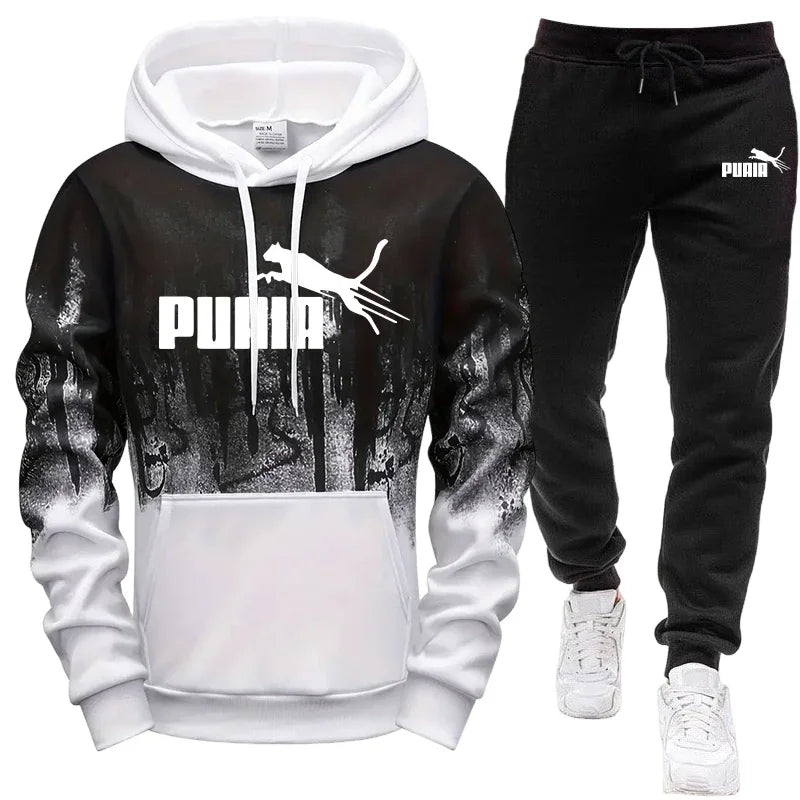 Hooded Sweatshirt and Sweatpants Outdoor Sports Jogger
