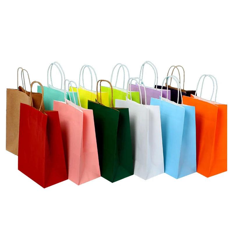 10/30/50pcs Holiday Party Gift Bag with Handle Jewelry Shopping Bag Christmas Valentine's Day Marriage Gift Colored Paper Bag - IM PERKY Boutique