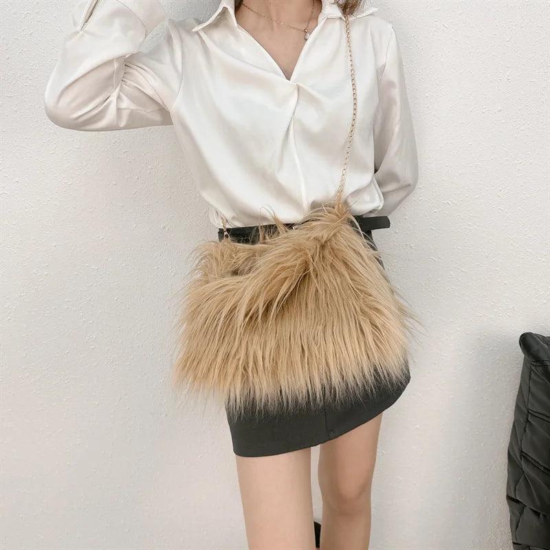 NEW Fashion Faux Fur Women Shoulder Bags Y2K  Handbags 2024