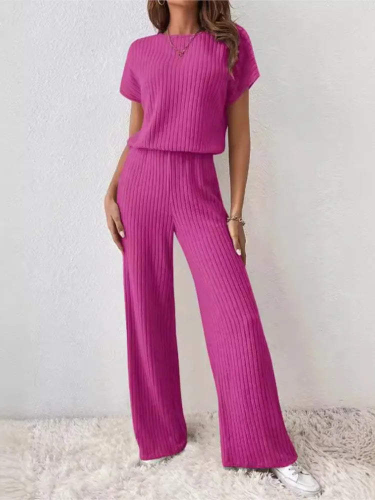 Women Spring Autumn New Collection Solid Color 2 Piece Set