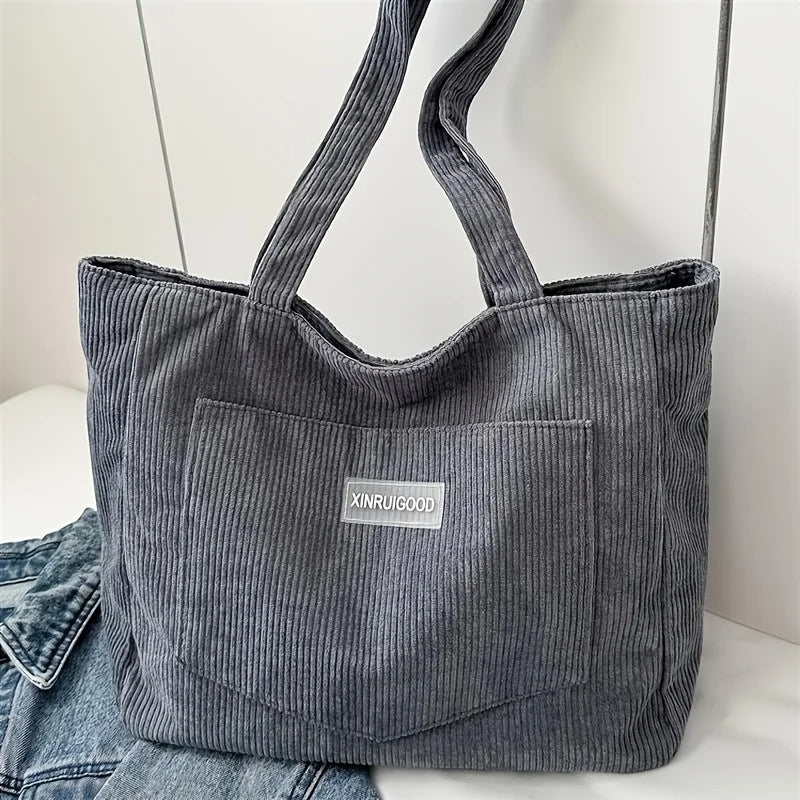 Women's Corduroy Shoulder Tote Bag, Casual Large Capacity Fashion Handbag for Going Out, Purses and Handbags Designer Bag