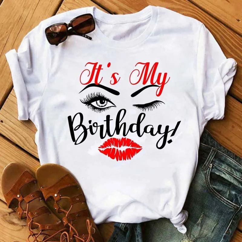 Kawaii Fashion Graphic Women Tops Eyelashes