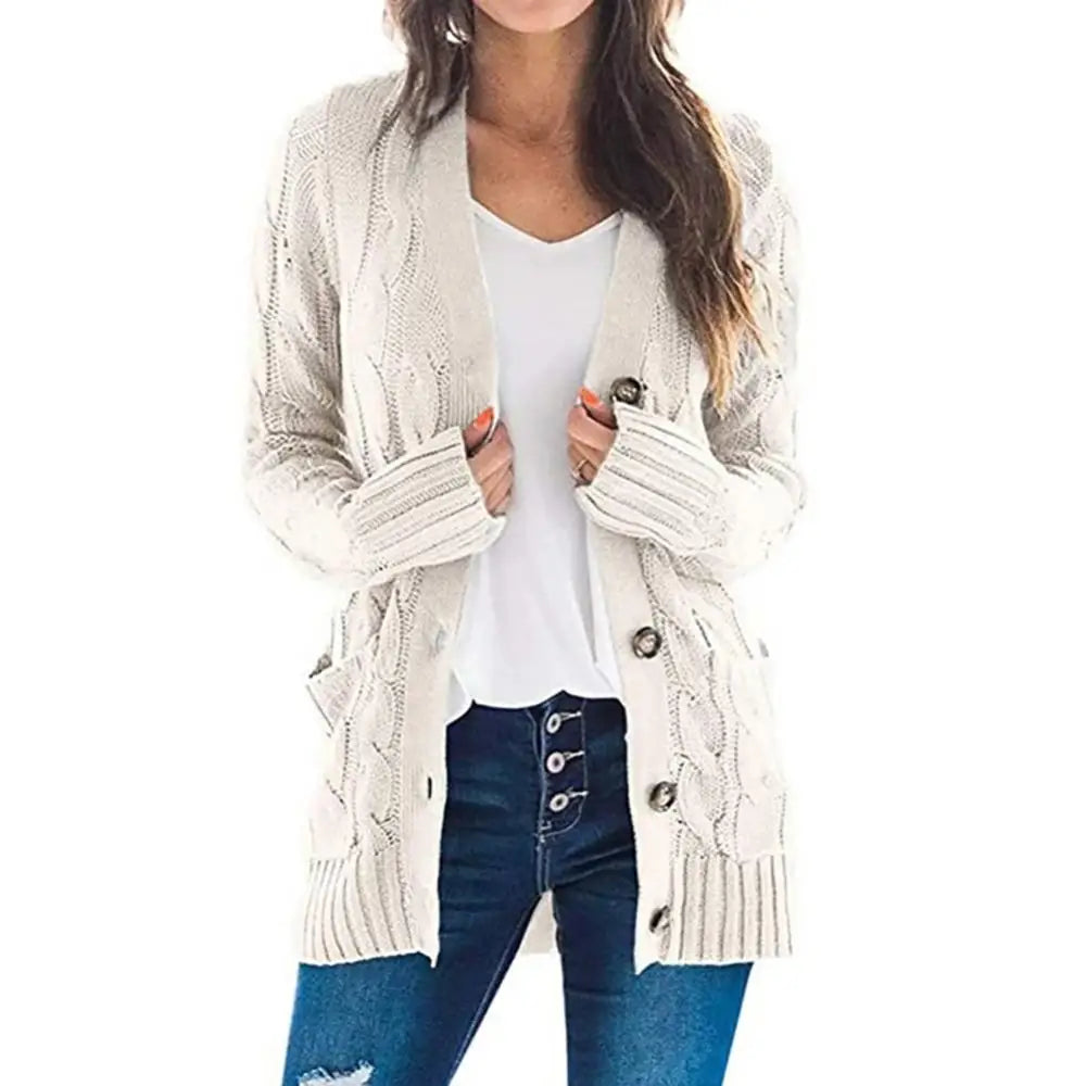 Women Button Cardigan Sweaters Knitted Long