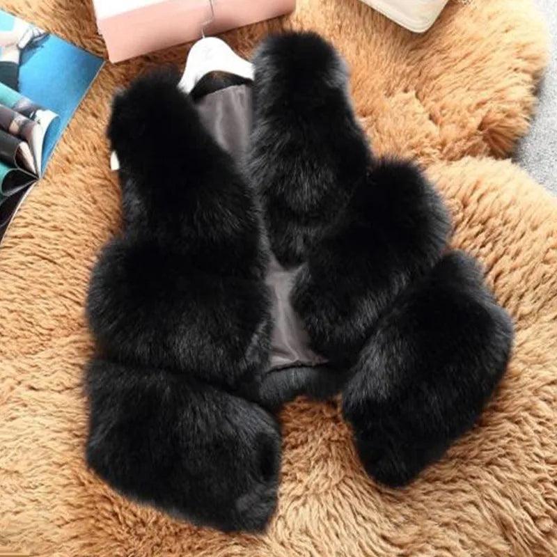 ZADORIN 3XL Autumn Winter Thick Warm Faux Fox Fur Vest Women High Quality Fashion V-Neck Short Fur Coat Female Fur Waistcoat - Lady Vals Vanity