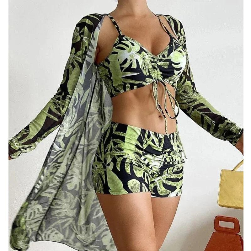 Summer Print Swimsuits Tankini Sets Female Swimwear Push Up For Beach Wear Three-Piece Bathing Suits Pool Women's Swimming Suit - IM PERKY Boutique