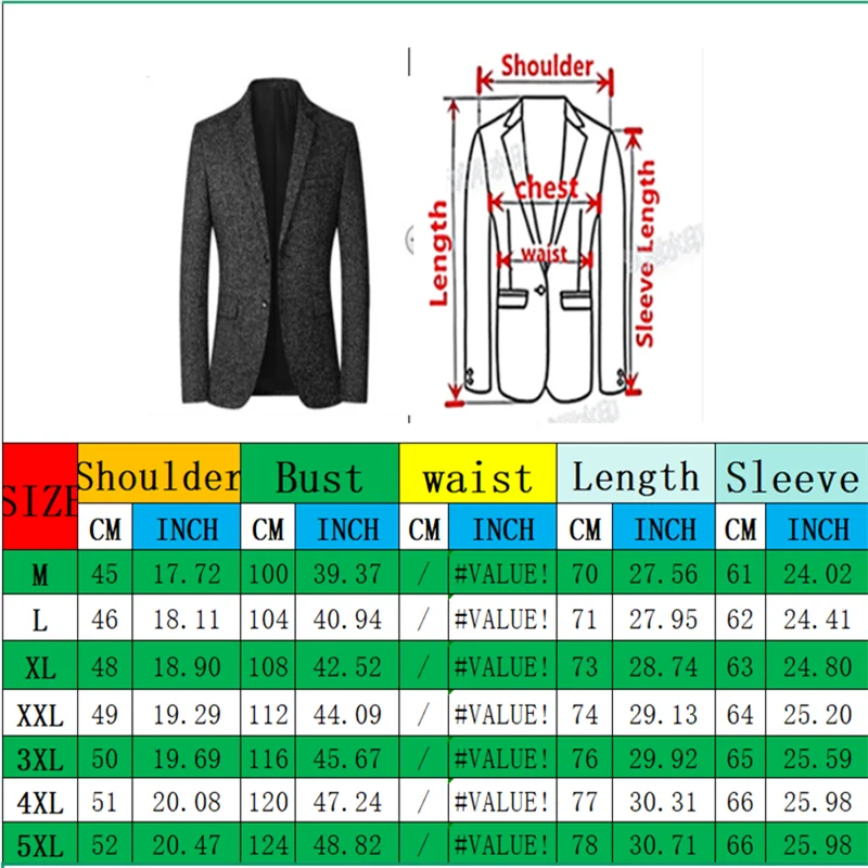 Minimalist men's V-neck blazer, Asian sizing, double-breasted