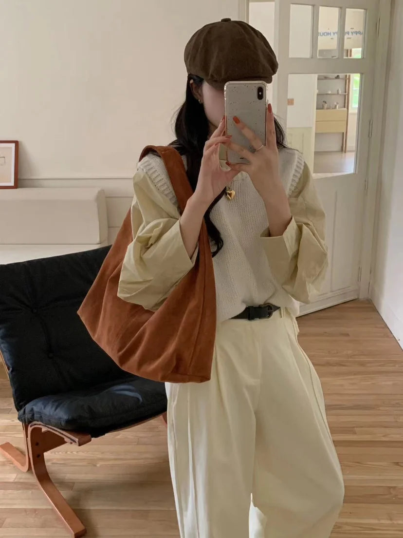 vintage faux suede hobos women shoulder bags