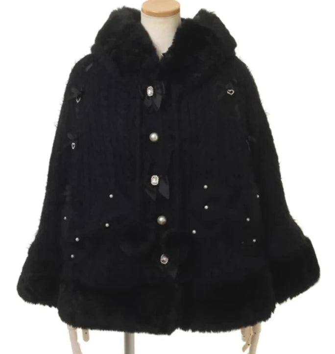 Japanese Liz Sweet Princess Faux Rabbit Fur Cape Coat