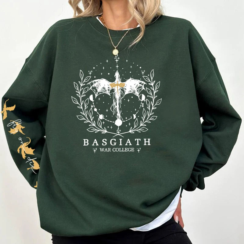 Fourth Wing Sweatshirt Women Pullover Basgiath War College Crewneck Sweatshirts Dragon Rider Streetwear Hoodie Fantasy Reader